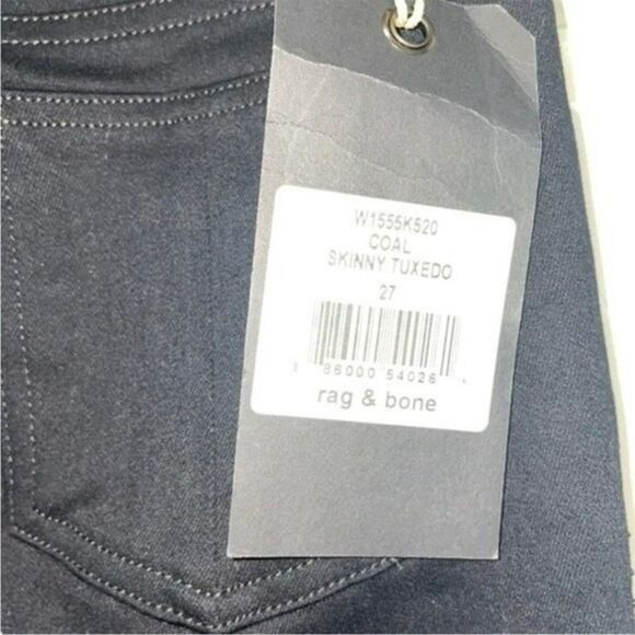 Rag & Bone Lamb Leather Coal Skinny Tuxedo Embellished Jeans Womens Size 27 - Picture 8 of 10